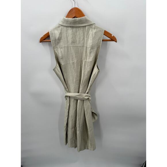 White House Black Market Metallic Gold Satin Button Down Dress // 4 Petite - Picture 10 of 10